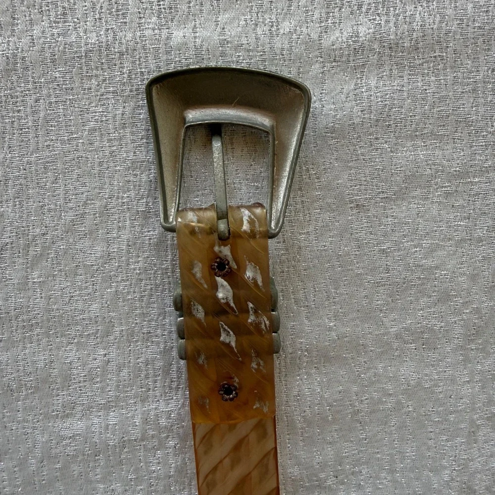 Vintage Lucite Style Translucent Carved Belt 36